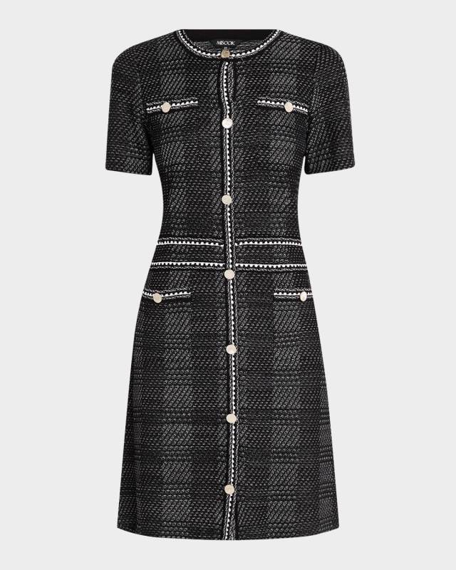 Bold Plaid Knit Sheath Dress - Modern Fit
